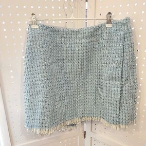NWT LULUS Incredibly Poised Blue Tweed Textured Mini Skort